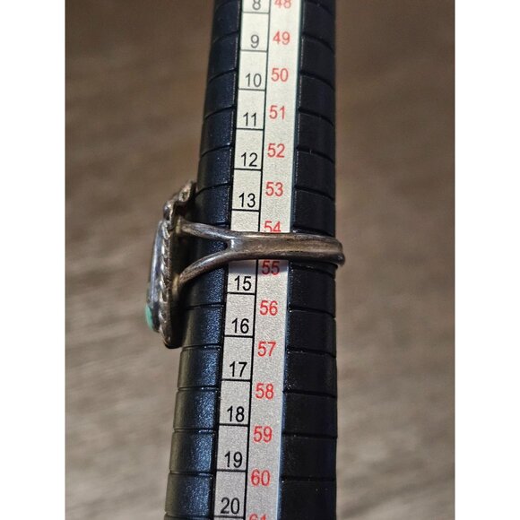 Swirling Vintage Zuni Turquoise Coral Sterling Silver Native American Ring Sz 7 - Picture 4 of 5